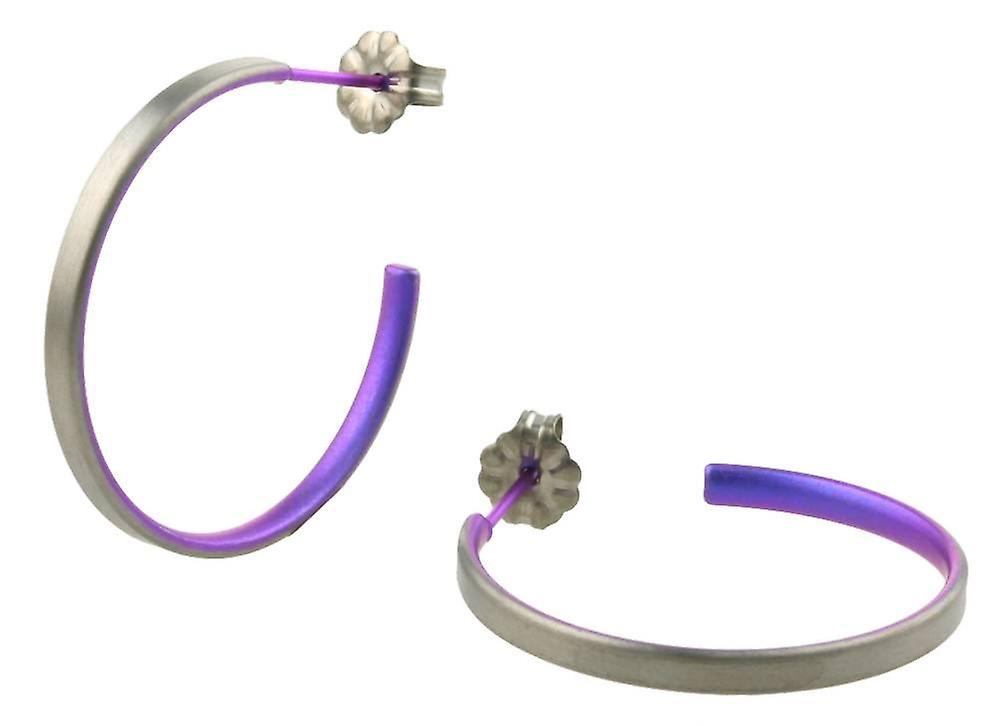 Ti2 Titanium Medium Hoop Earrings - Imperial Purple
