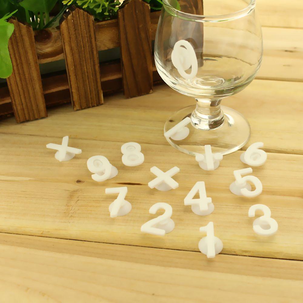 14pcs Digital Glass Label Wine Cup Tag Marker Id Suction Cup Decor White