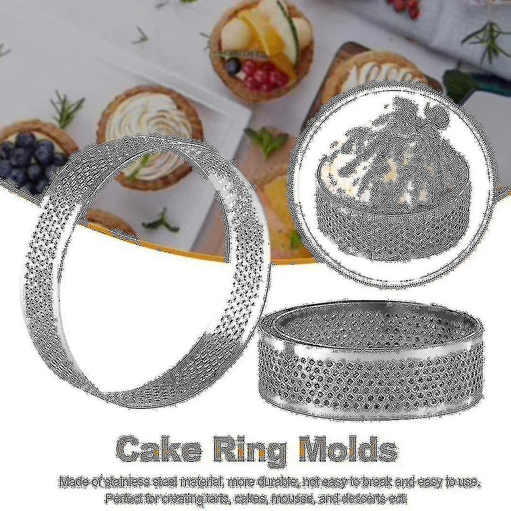 Cake Ring Molds, 6pcs Stainless Steel Porous Tart Ring, Perforated Pie