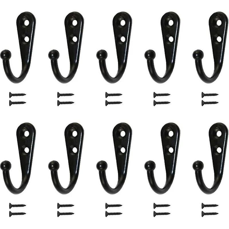10 pcs Single Hooks Wall Hooks Coat Rack Fitted with Mounting Screws