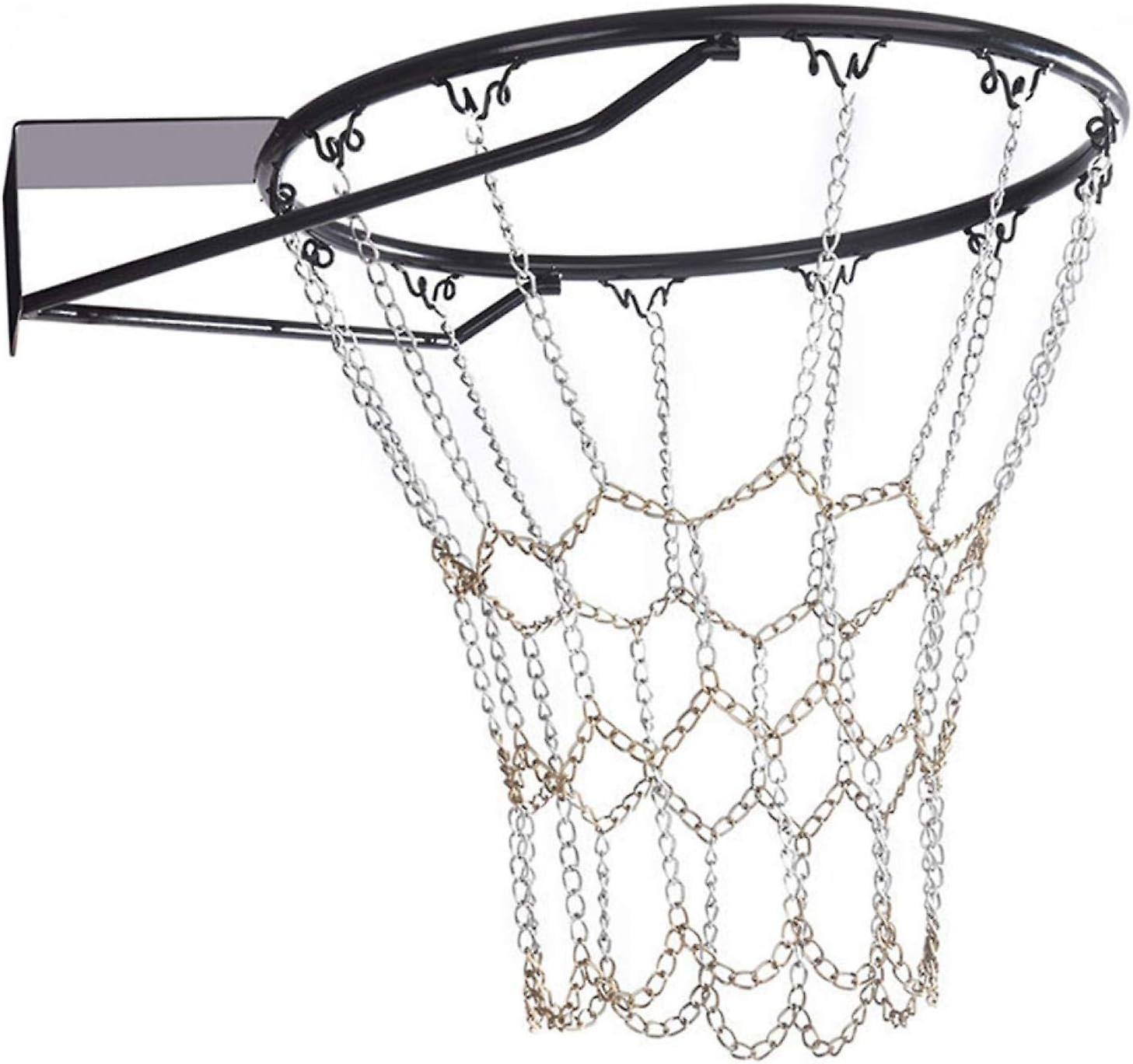 Basketball Net With 12 Hooks For Indoor Outdoor Hoops, Galvanized Steel Chain, Standard Training