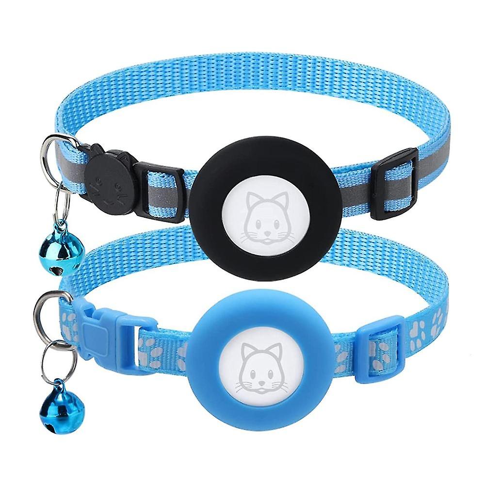 2pack Cat Collar, For Air Tag Cat Collars With Safety Buckle And Removable For Small Pet Collar Blu