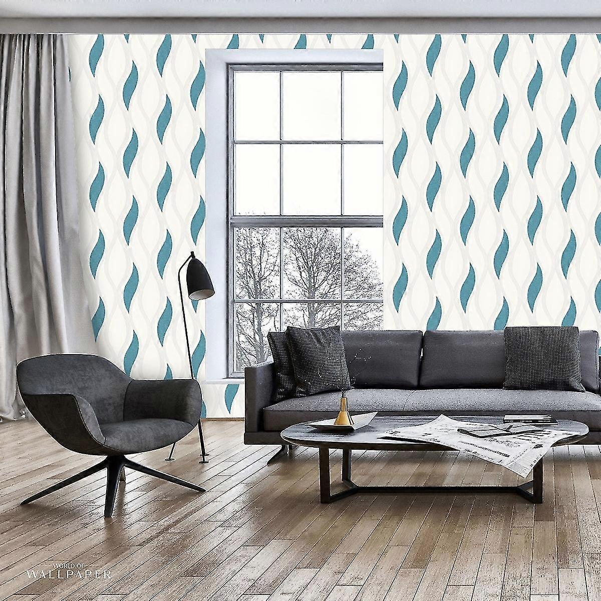 Wave Embossed Textured Wallpaper Direct Wallpapers Fruugo UK
