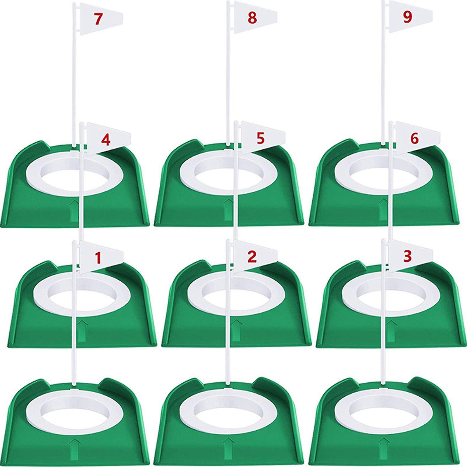 9Pcs Practice Hole with Flag Backyard Putter Practicing Putting Cup for Golf White Flag