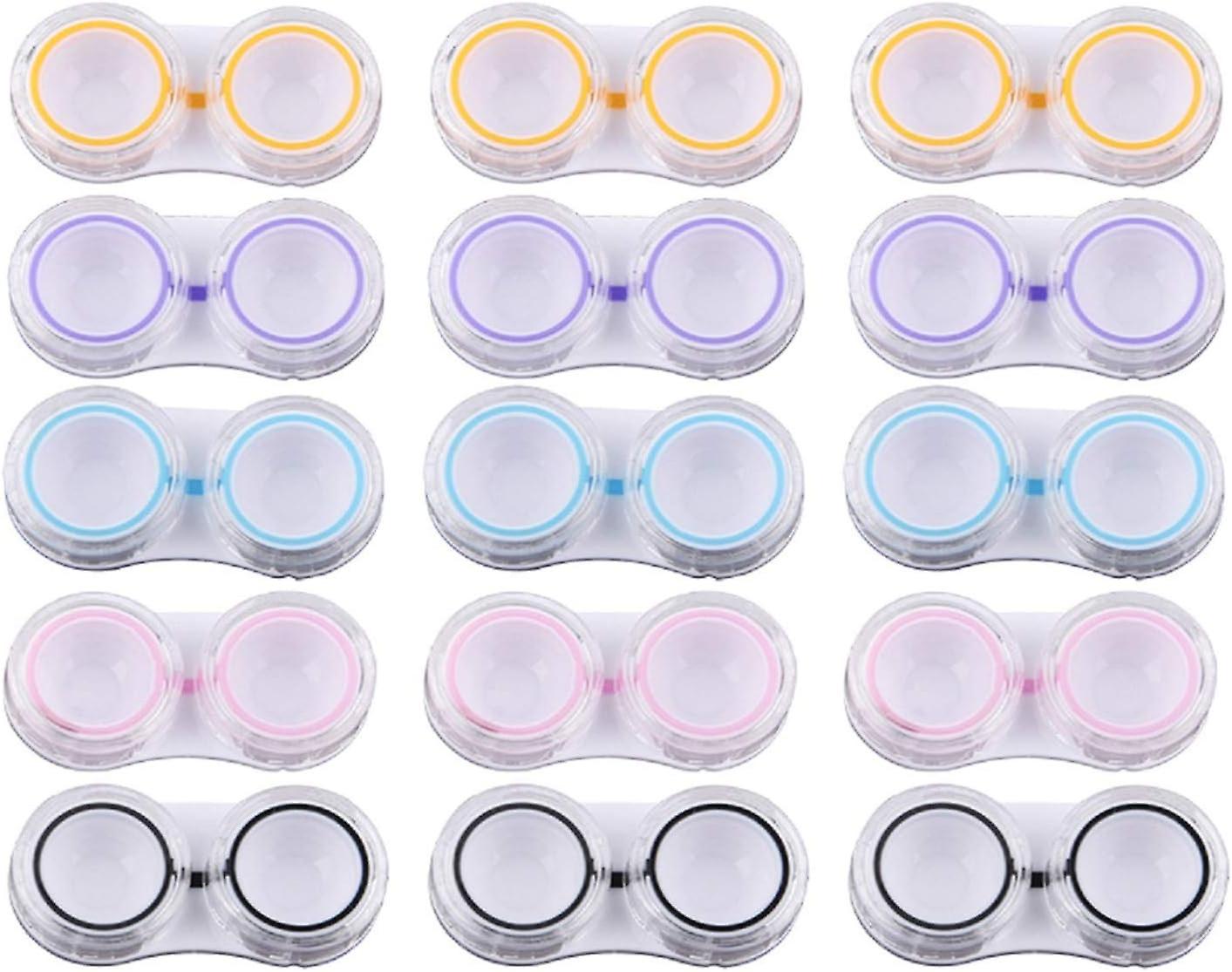 15 Pack Clear Cute Contact Lens Case Box Holder Container Storage Kit