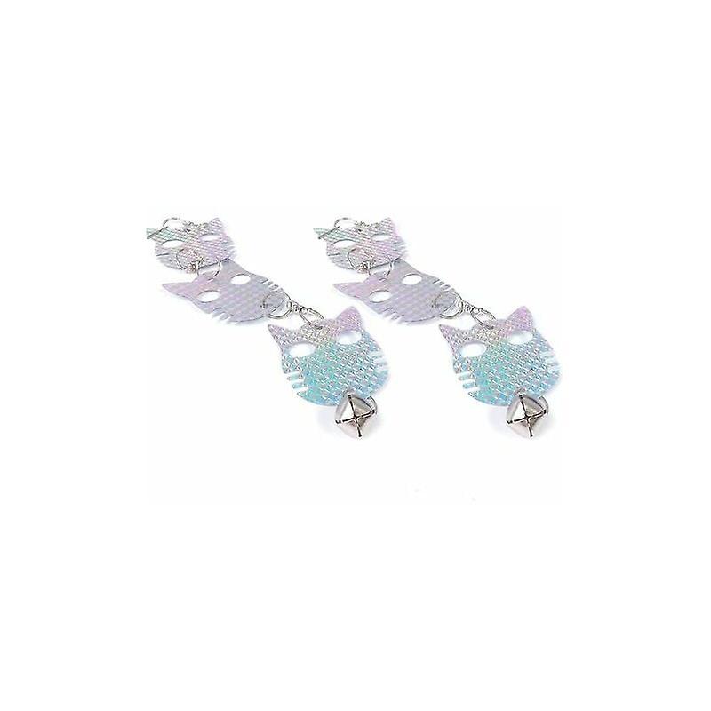 Cat Head Shape Luminous Scarecrow Bird Repellent with Bell Farm Vegetable Garden Bird Repeller 41.5cm 2pcs
