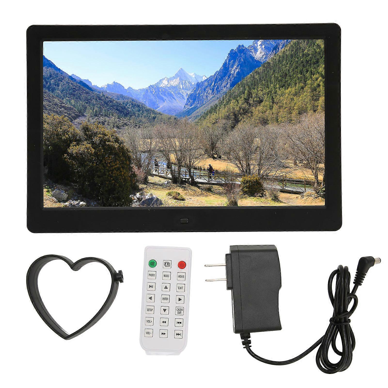 13" HD Digital Photo Frame: Calendar, Clock, LED Display, Plug & Play, US Plug