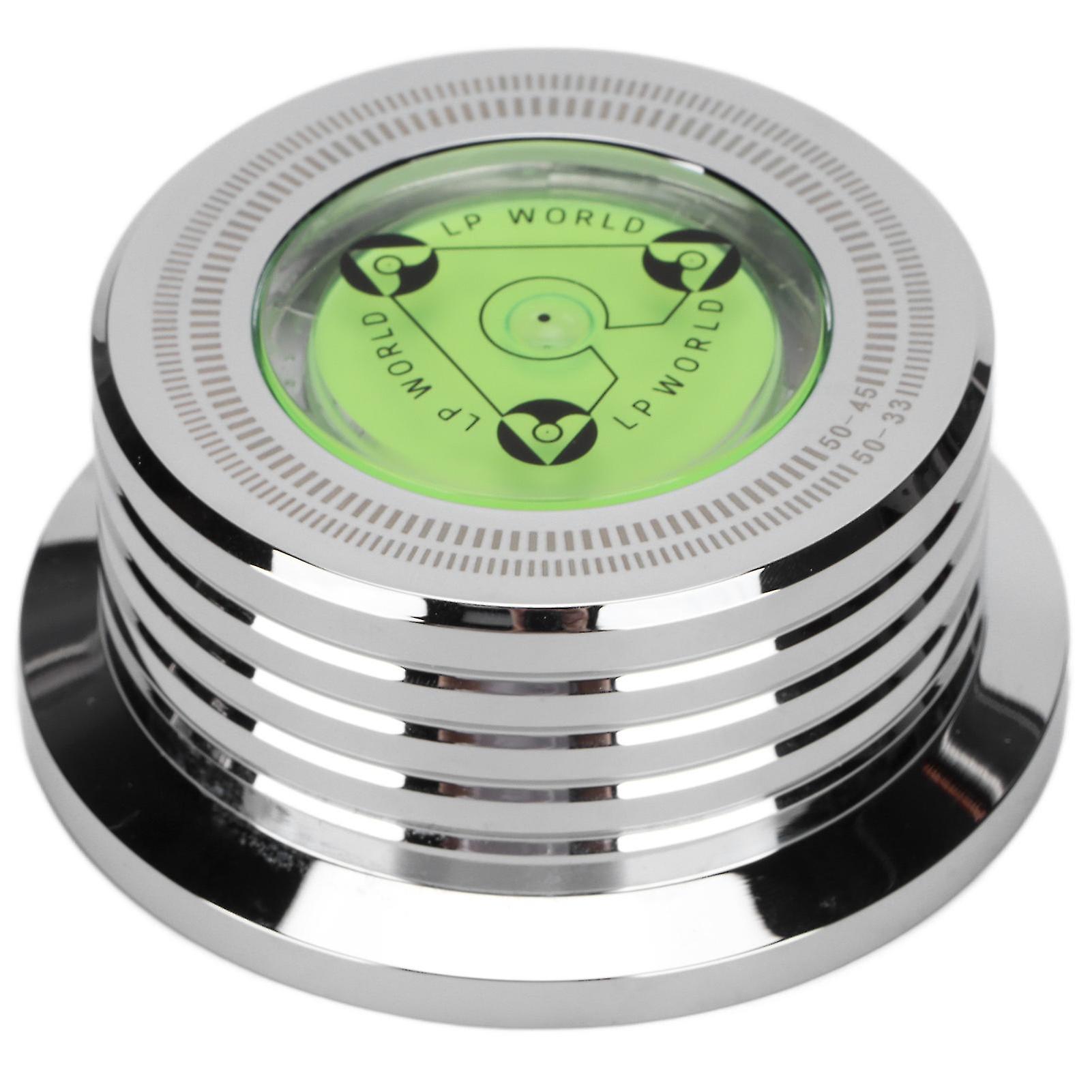 Silver Aluminum Turntable Disc Clamp with Bubble Level - Enhance LP Record Stability