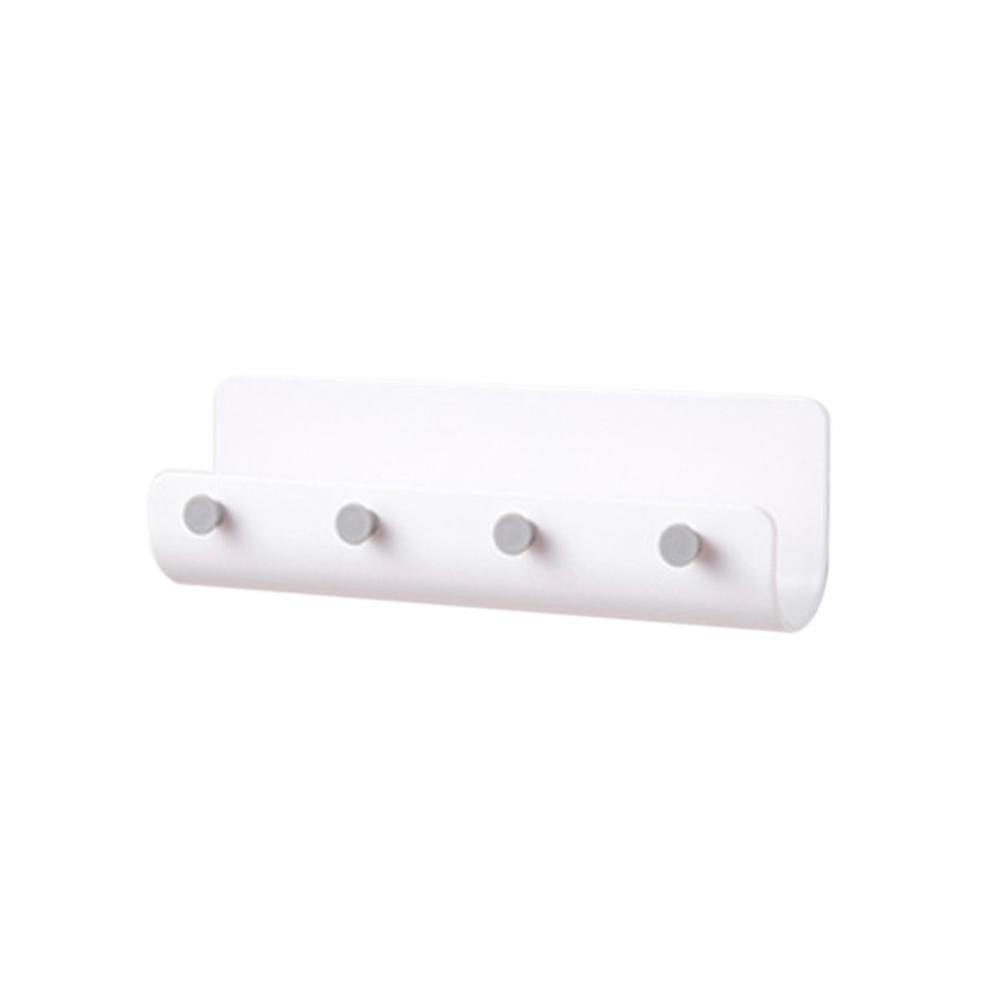 Multi-Purpose Wall-Mounted U-Shaped Hook Rack White Minimalist Design Durable Metal Key Organiser Space-Saving 4 Hooks Easy Installation for Home Offi