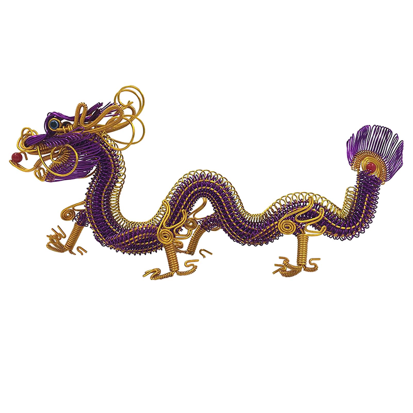 Colorful Aluminum Wire Weaving Chinese Dragon Figurine Miniature