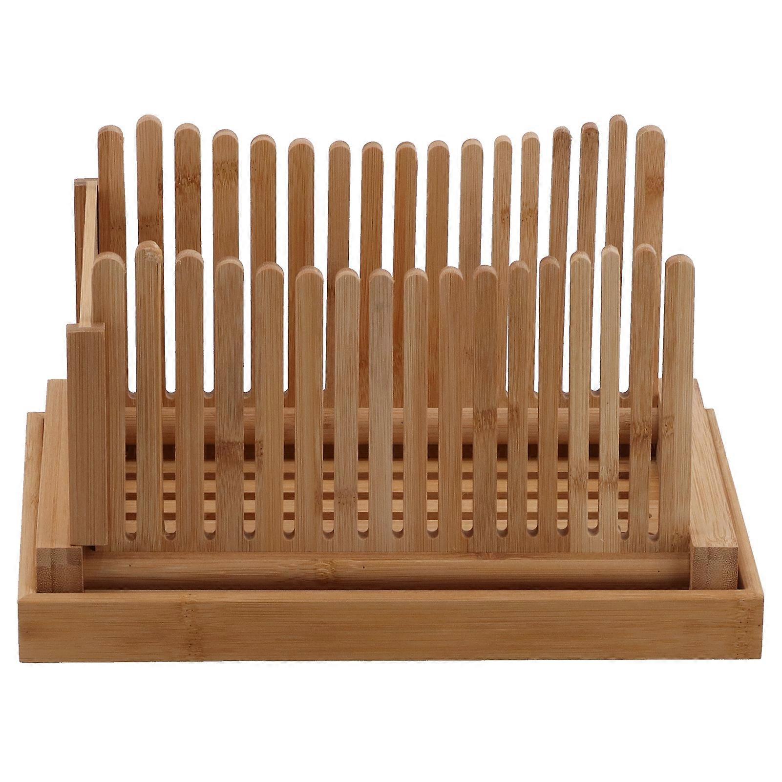 Adjustable Foldable Bamboo Bread Cutter 18x32x21.5cm for Kitchen