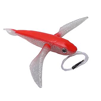 Fliegender Fisch mit Haken, leuchtende Farbe, wasserdicht, tragbar, leckerer Thunfischköder mit Haken für Thunfisch und Makrele, Rot