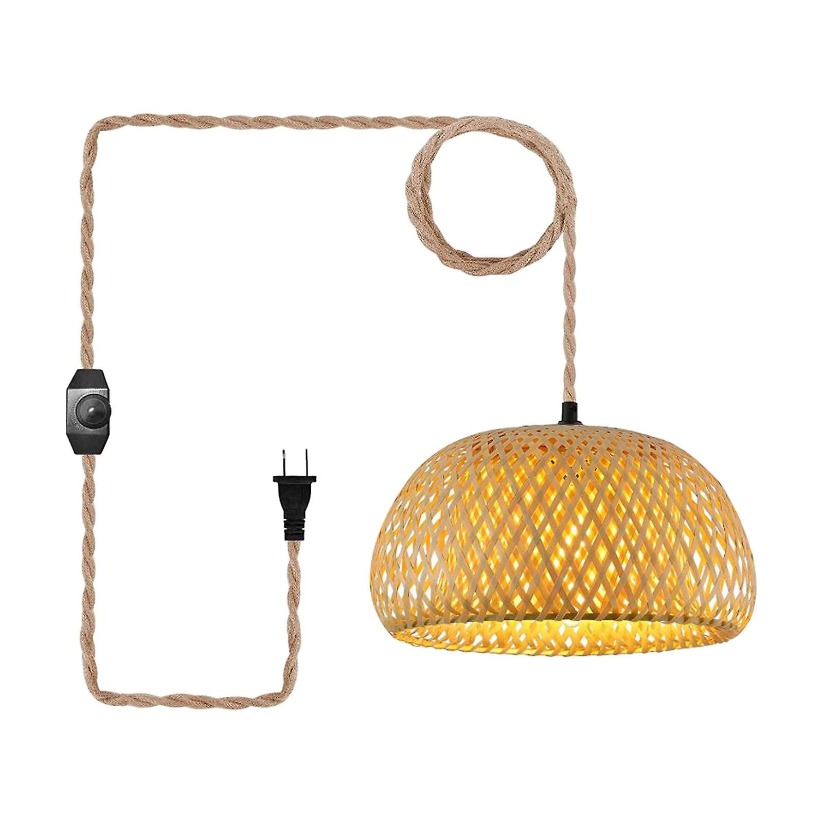 Plug in Pendelleuchte Eingangsbereich mit Plug in Cord Rattan Hängelampe 30cmx18cm