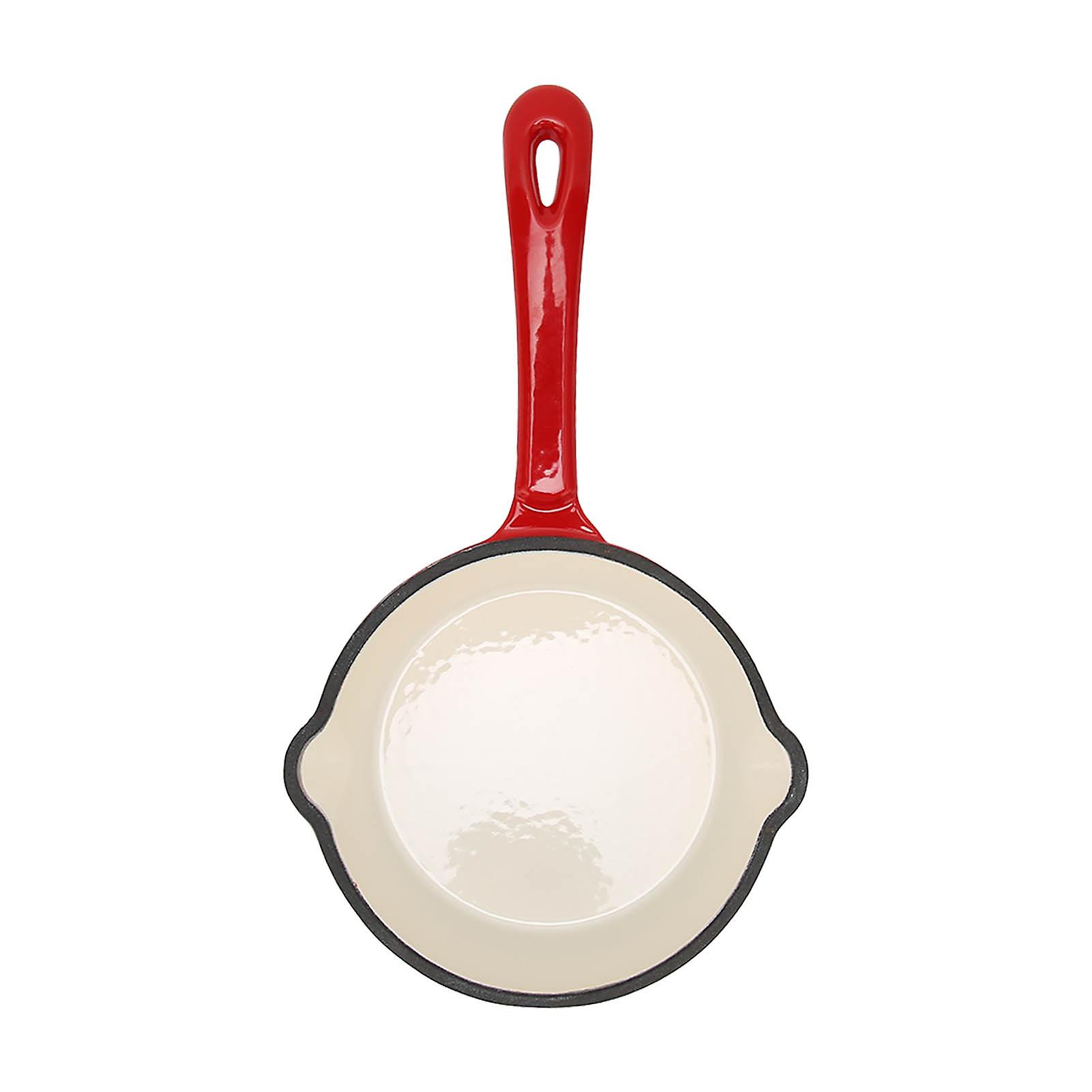 Deep Frying Pan Cast Iron Enamel Double Layers Nonstick Surface Long Handle Durable Sturdy Saute Pan for Home Restaurant