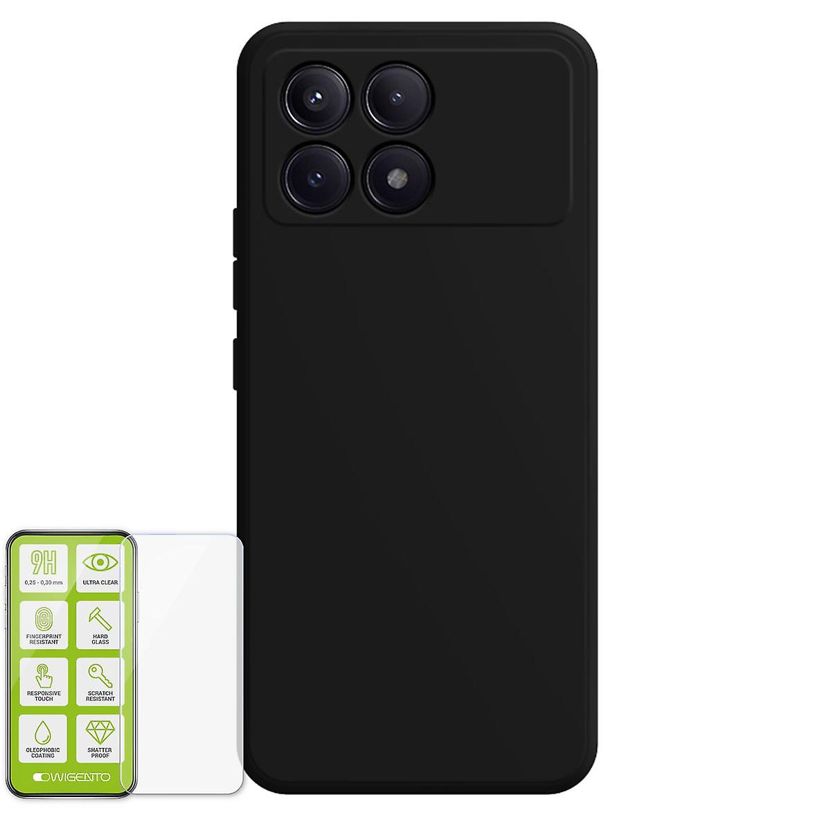 For Xiaomi Poco F6 Pro / Redmi K70 & Pro Silicone TPU Case + Tempered Glass