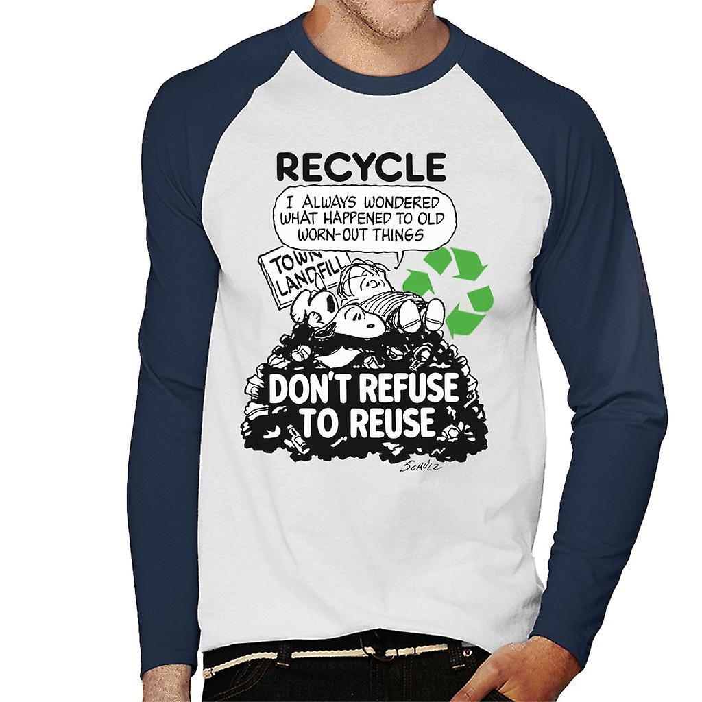 Peanuts Snoopy Dont Refuse To Reuse Men's Baseball Long Sleeved T-Shirt
