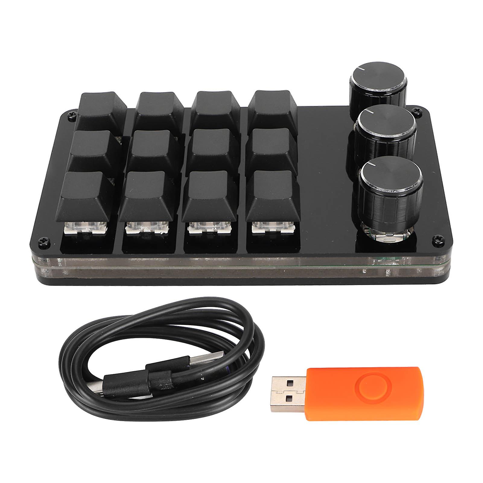 Mini 12 Keyboard with 3 Knobs Custom Program Hot Swappable Keyboard Cable Separation Blue Switch
