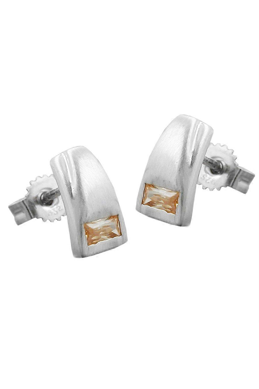 Stud Earrings Cz Champagne Silver 925 - Gl92183