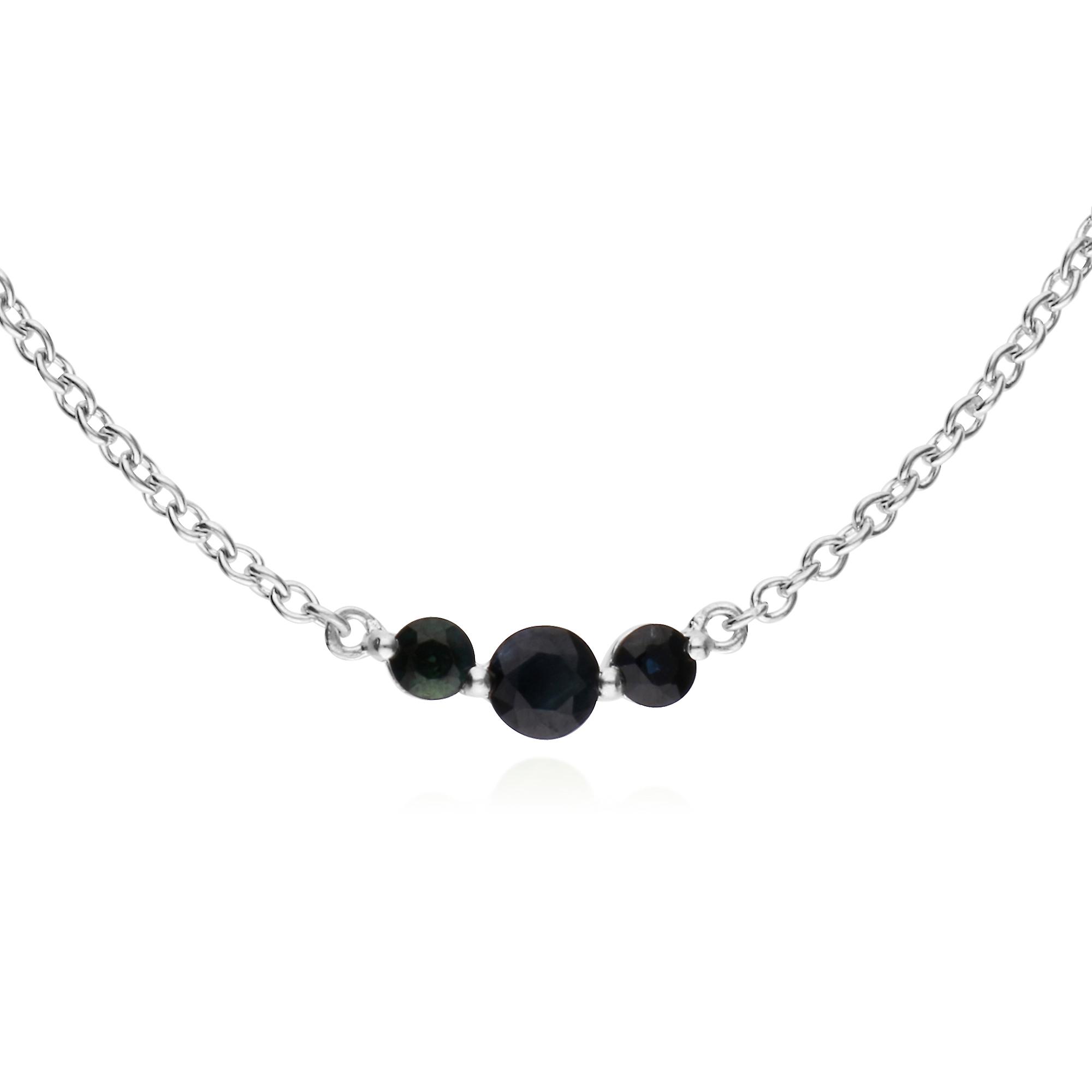 Collana classica rotonda in zaffiro 3 pietra in argento sterling 925 270N034206925