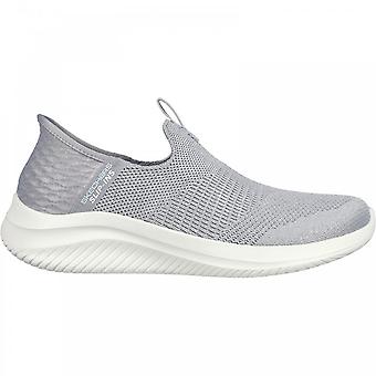Women's Skechers Ultra Flex 3.0 Smooth Step | Light Grey | Womens Slip Ins Trainers