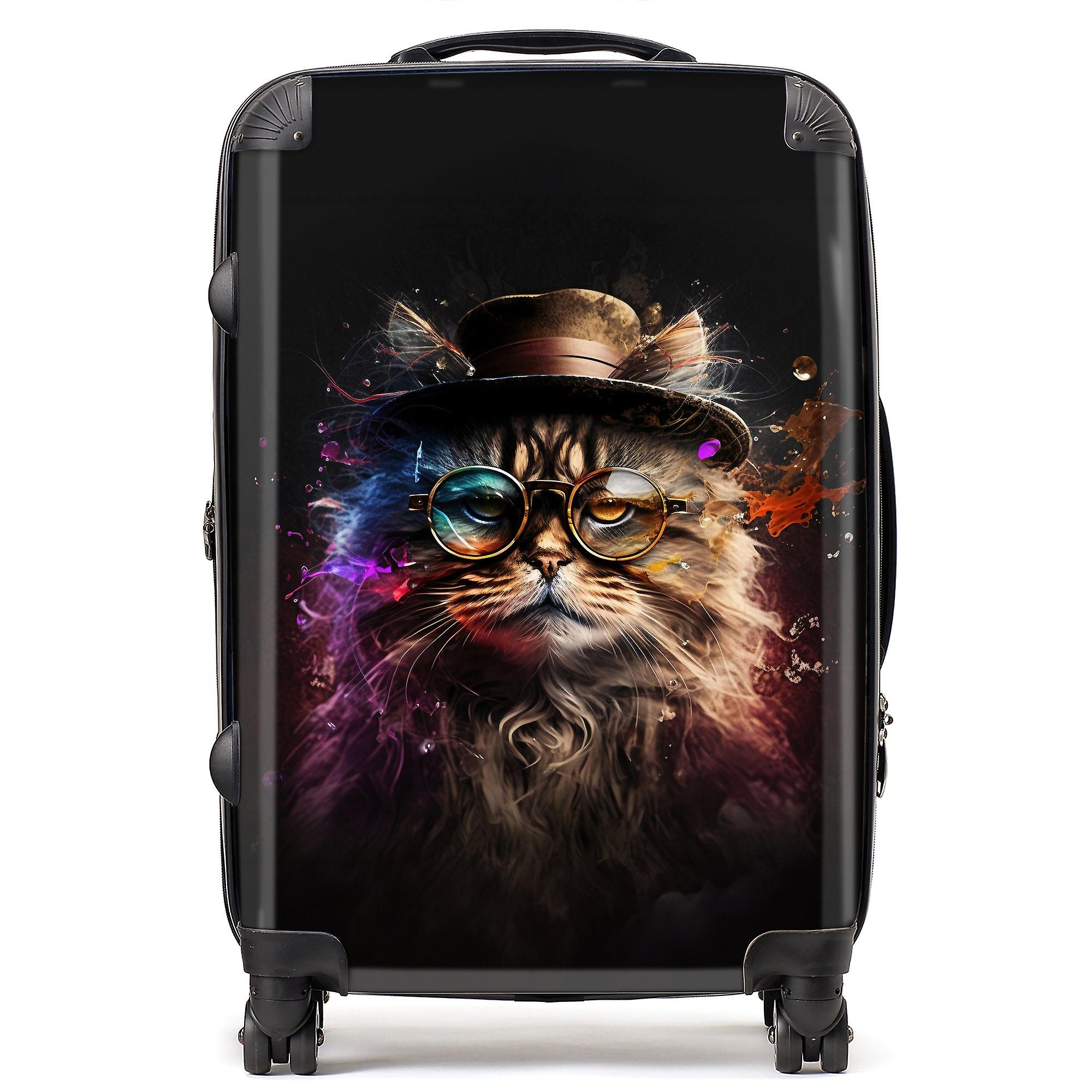 Siberian Cat With Glasses Splashart Suitcase