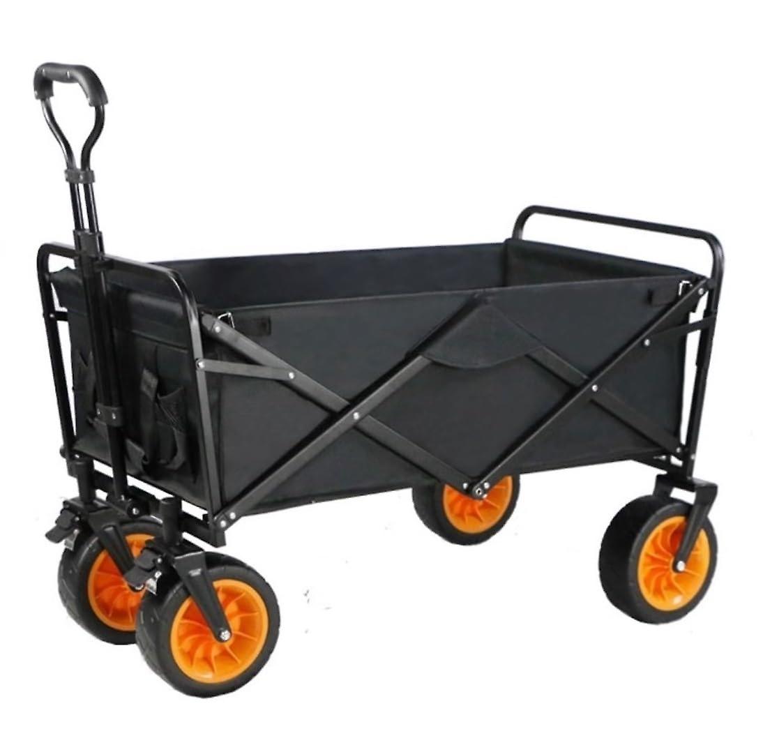 Folding folding bike, heavy-duty utility ATV, outdoor camper, black body and orange wheels, flagship