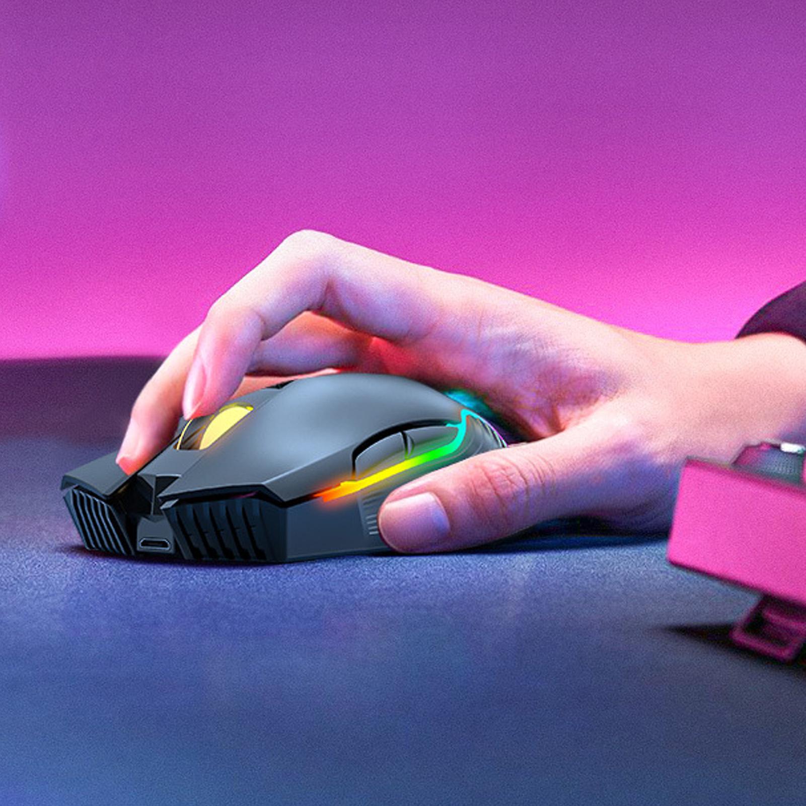 Wireless Mouse USB Rechargeable Ergonomic Wireless Gaming Mouse for Laptop PC Computer Black 