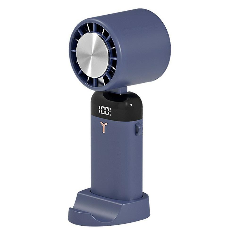 S3213 Folding Digital Display Mini Fan Quiet Portable Neck-Mounted Cooling Fan - Blue