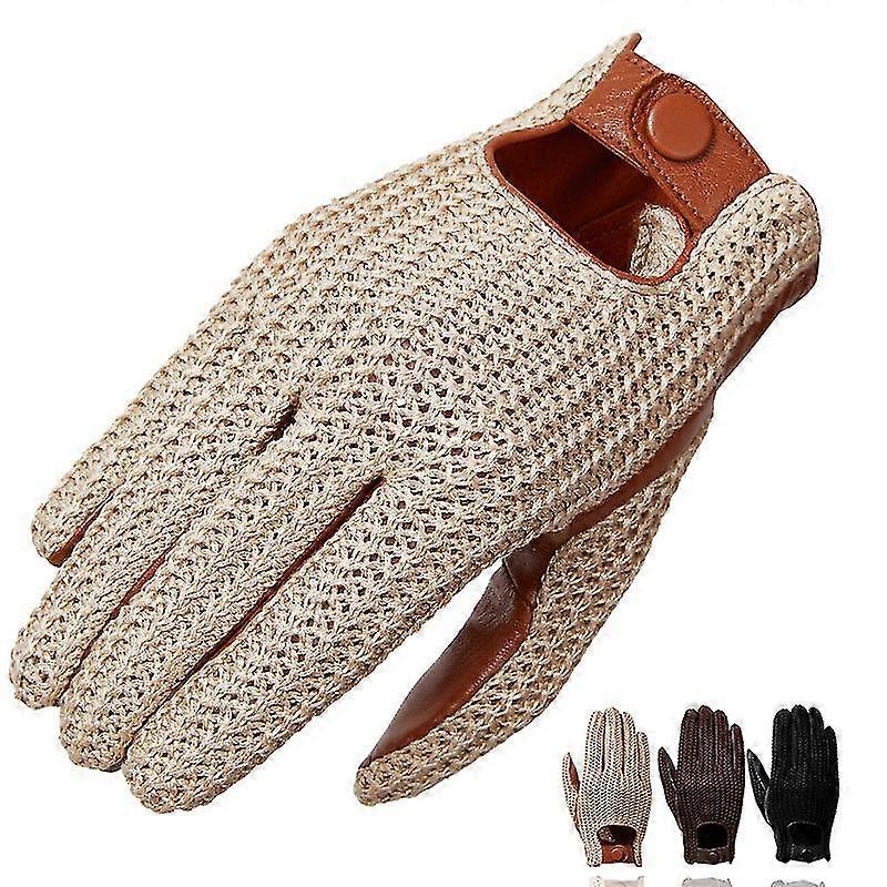 Mode Fahrhandschuhe Echtes Schaffell Leder Handschuhe Männer Warm Strickhandschuhe Fäustlinge
