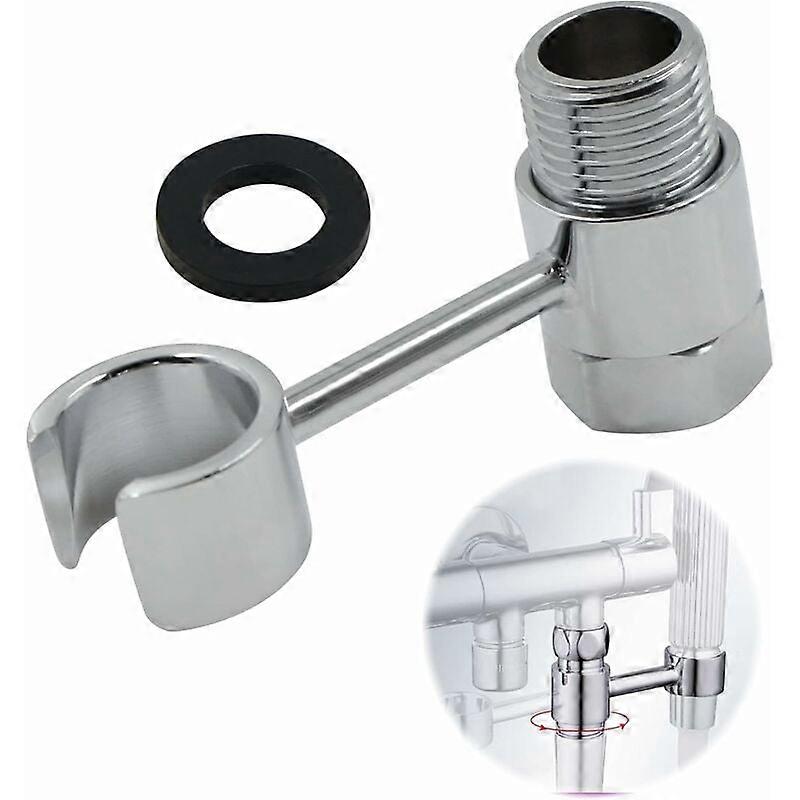 Shower Head Holder 20mm Connection Nut Universal Door 360 Adjustable Wall Mounted for Bathroom Spray Toilet Manually Replaceable without Drilling Chro
