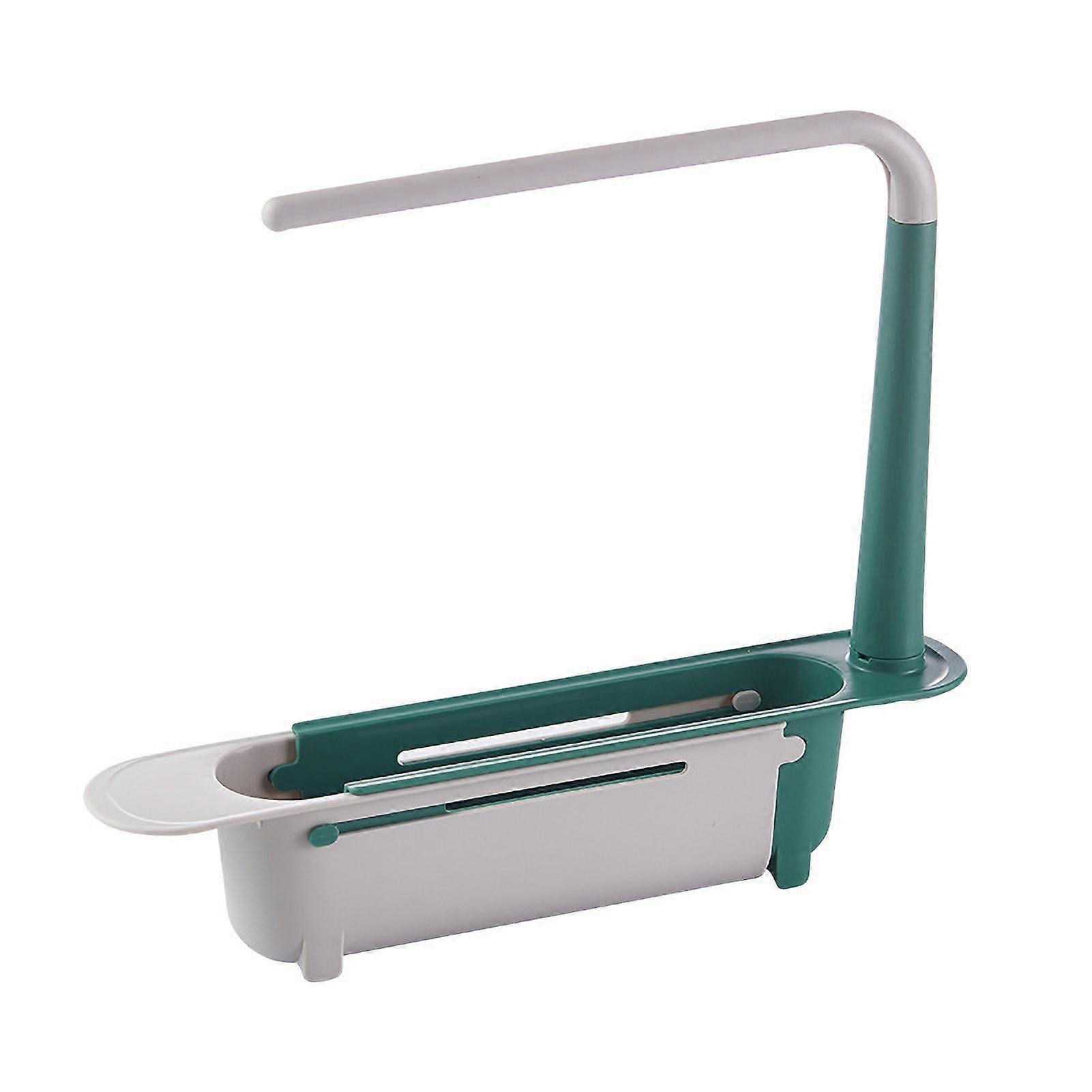 Kitchen Sink Rack Color Block Retractable Easy To Clean Multipurpose Storage Rack For Kitchengreen