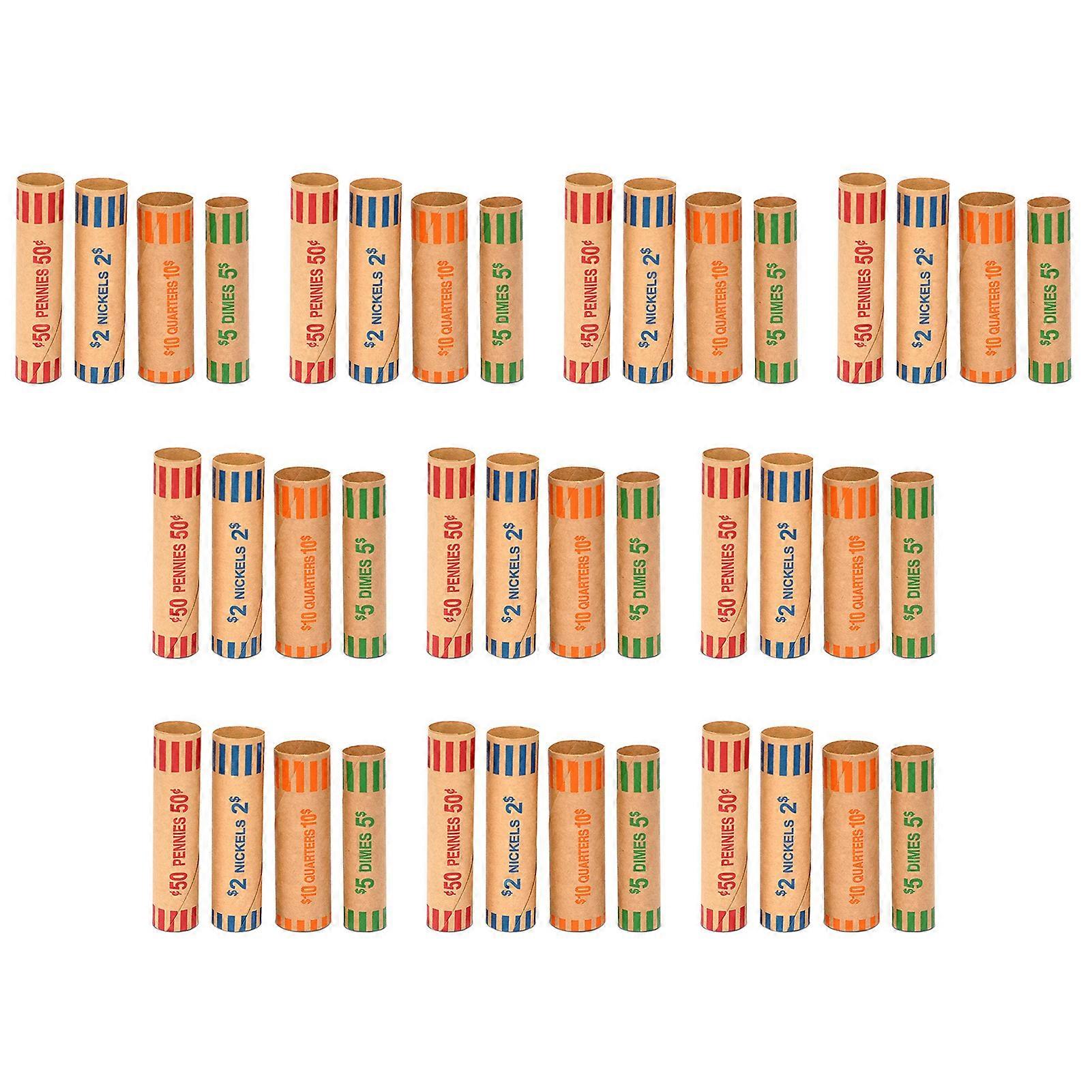 10Pcs Preformed Coin Wrappers Assorted Color-Coded Rolls Quarters Pennies for Banks Retail Stores Coin Exchanges