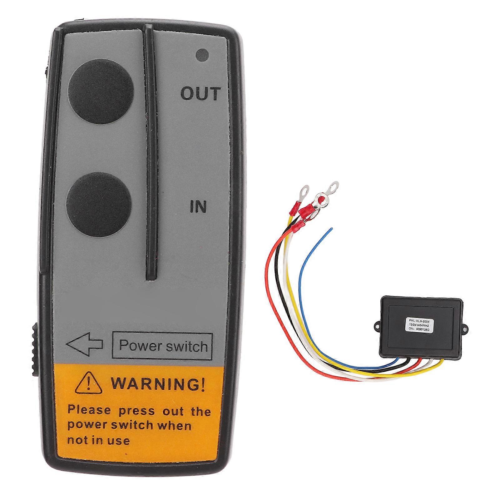 Universal Wireless Winch Remote Control Switch Electric Winch Controller with 434MHZ Receiver for ATV Black