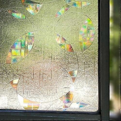 45*200cm 3D laser big circle geometric electrostatic glass film adhesive free window sticker to pr