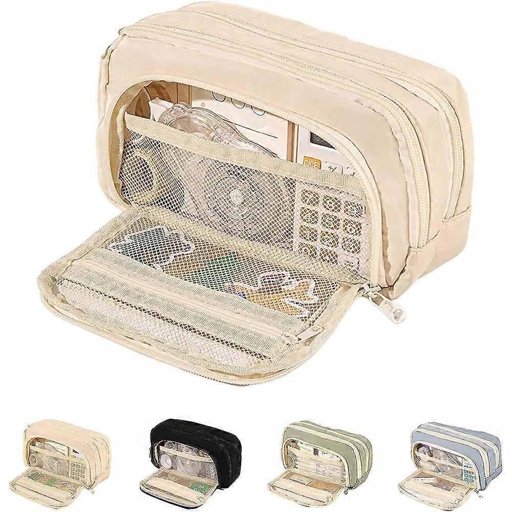 Trousse à crayons de grande capacité, 3 compartiments Rangement simple Trousse à crayons esthétique