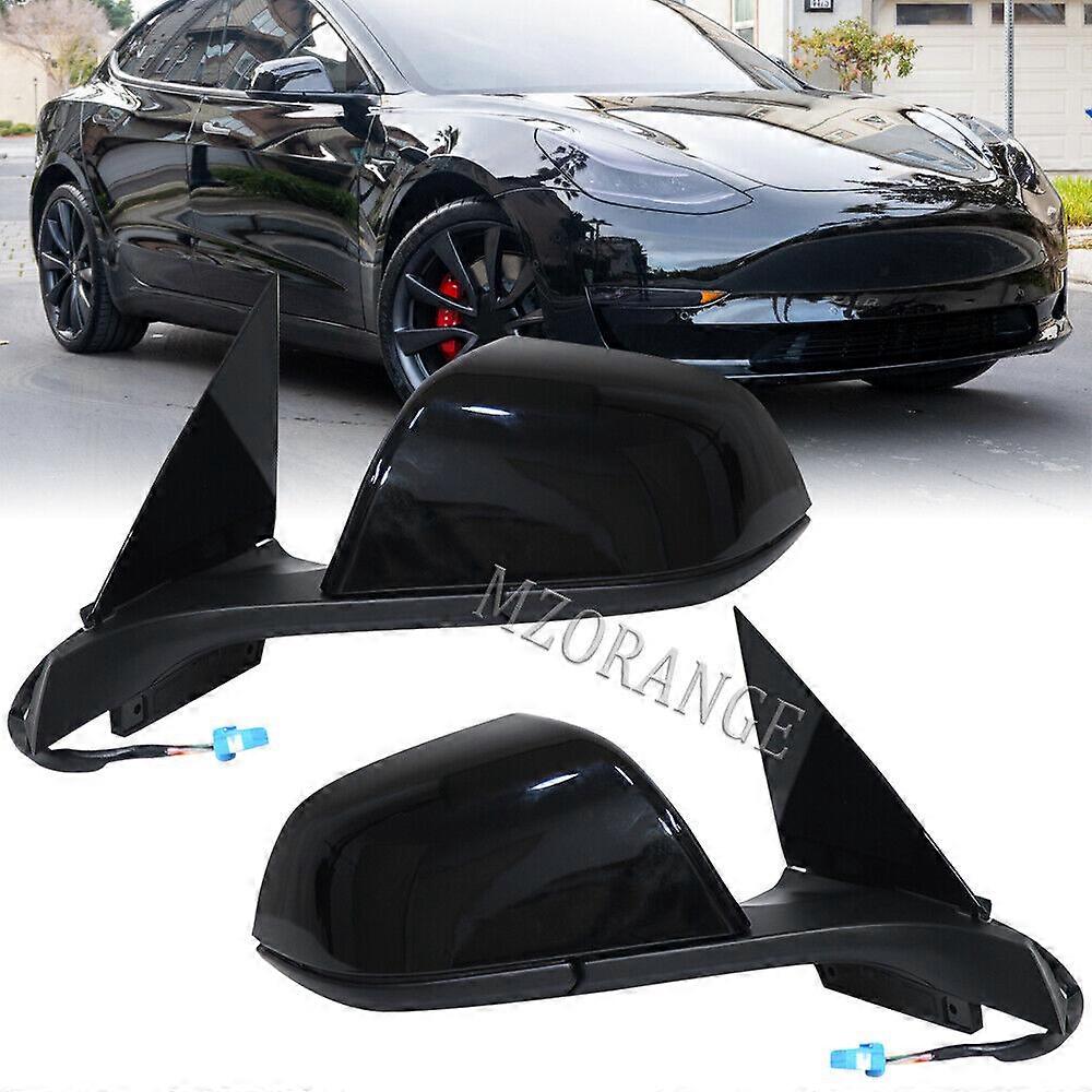 Black Power Adjusted Mirror Glass for Tesla Model 3 M3 2021-2023 Left & Right