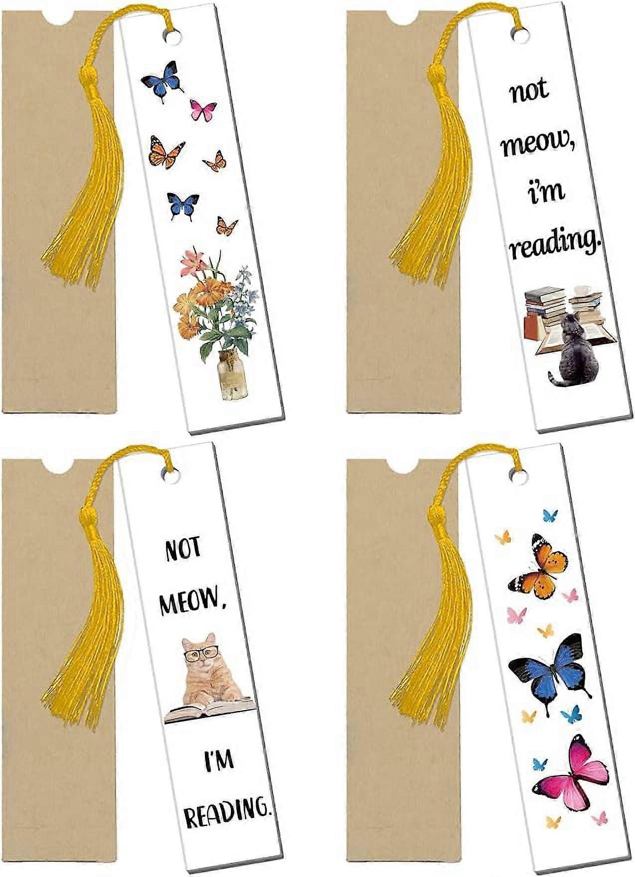 4Set Acrylic Clear Bookmark Colorful Butterflies Theme Clear Rectangle Acrylic Bookmarks Book Marker