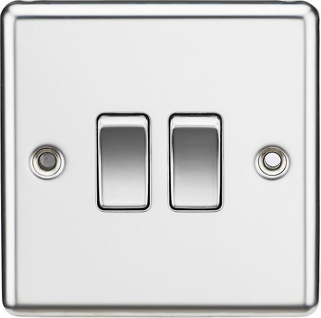 Knightsbridge 10AX 2G 2 Way Plate Switch - Rounded Edge Polished Chrome - CL3PC