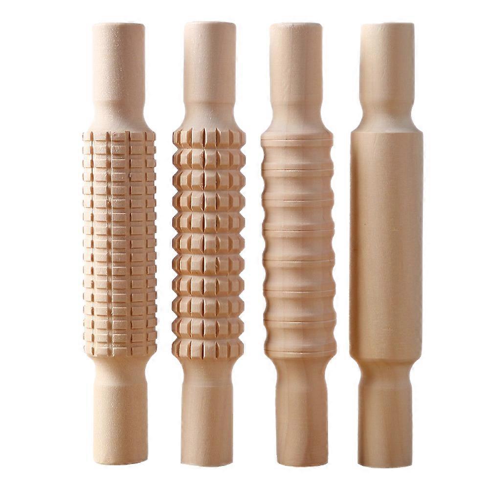 4Pcs Pottery Texture Roller Multi-functional Mud Rolling Stick Pottery Clay Roller for Pottery Clay