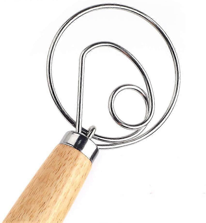 Profesjonell brøddeigvisp - Trehåndtak Dansk deigblander