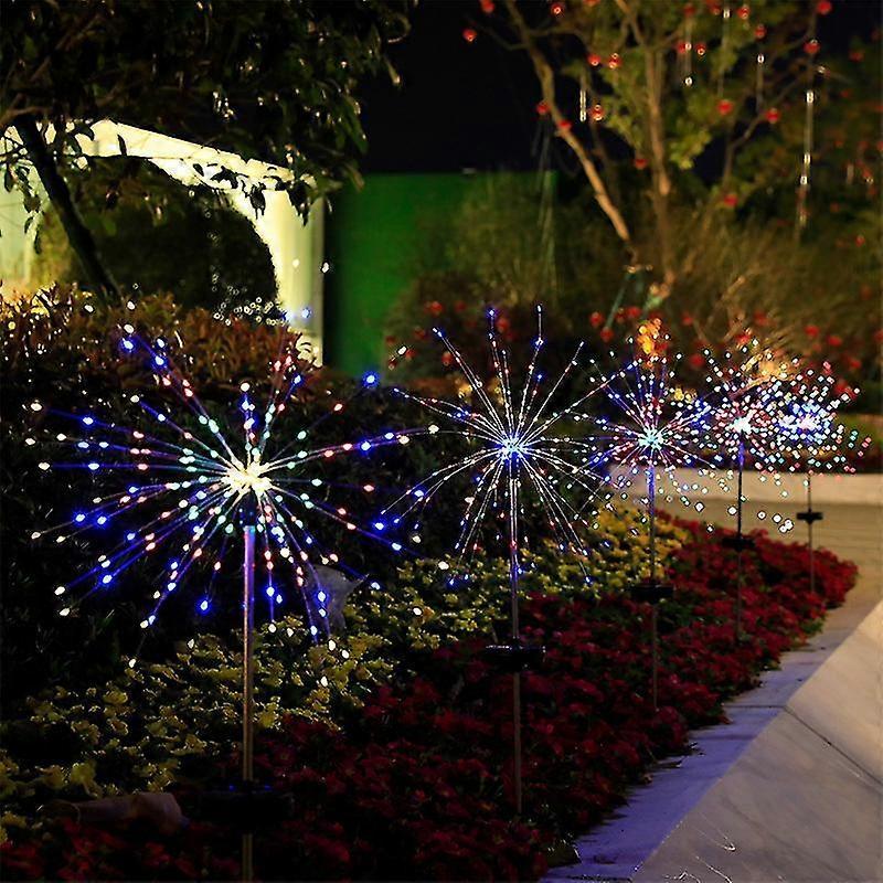 2 pz ad energia solare all'aperto erba globo dente di leone fuochi d'artificio lampada flash stringa 90/120/150 led per giardino prato paesaggio luce di vacanza NS2