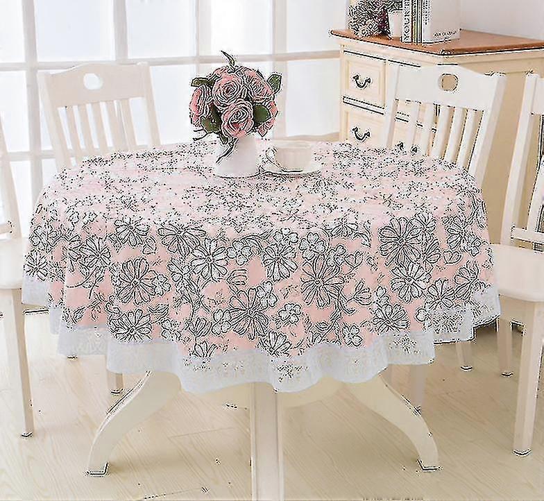 Round Vinyl Lace Tablecloth Waterproof Pvc Plastic Tablecloth