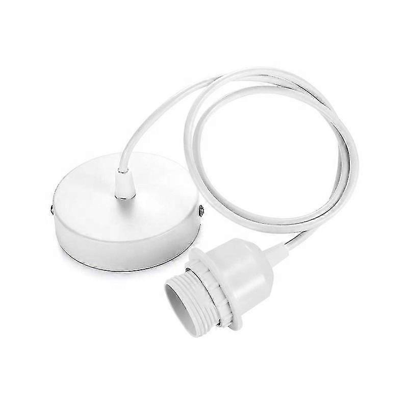 E27 pendant lamp with screw ring, 100 cm adjustable textile cable, lampshade compatible with pendant lamp, ideal socket for kitchen pendant lamp, whi-
