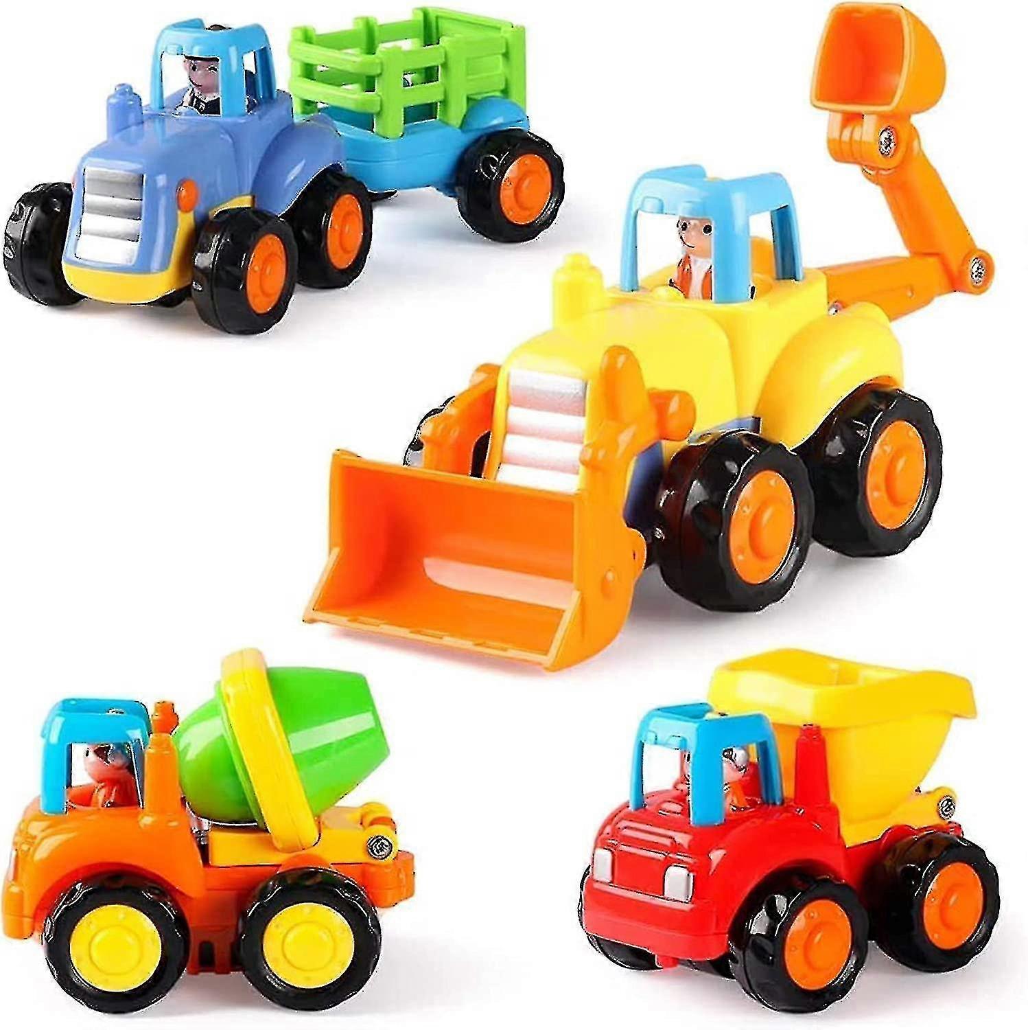 Baby Toy Car For 18+ Months, Toddler Early Education Construction Vehicles Toys Push And Go Friction Powered Car Toy Set Gifts For Kids 2 3 4 Year Old