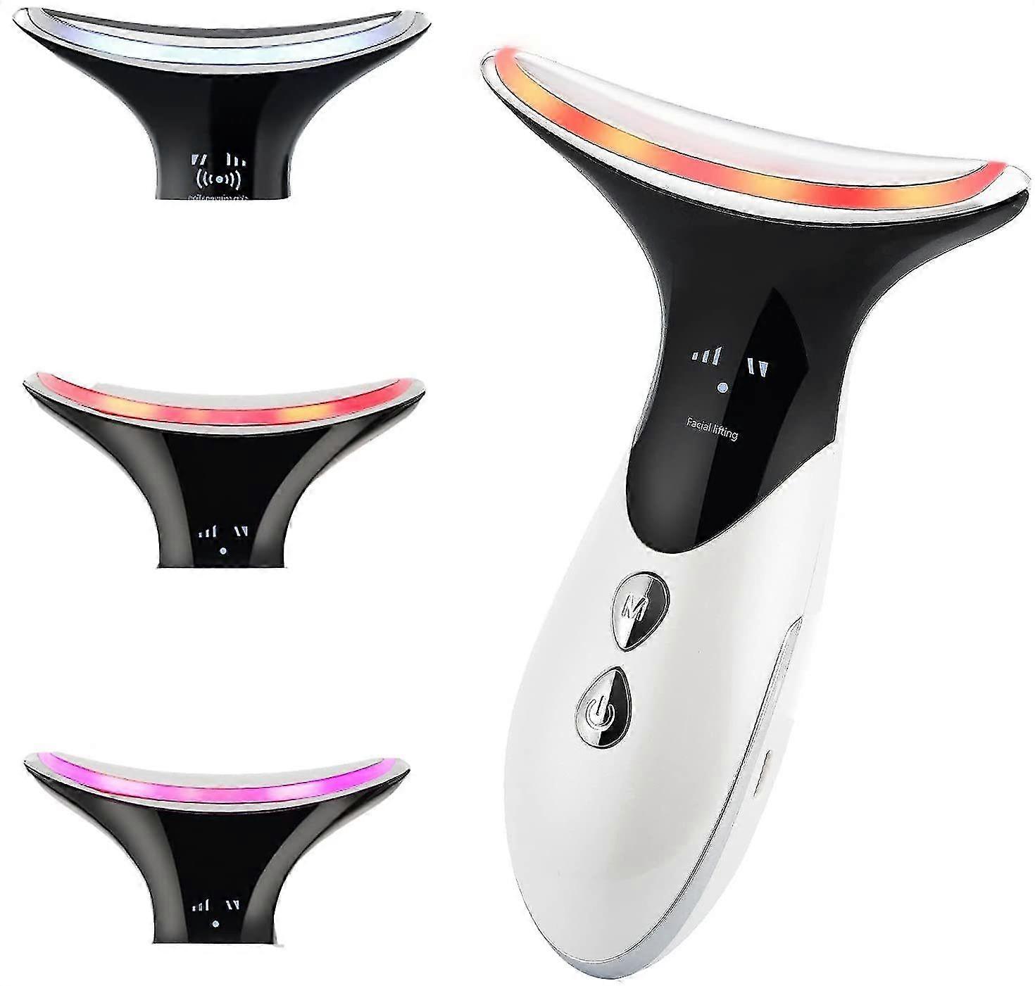 V Shape Firming EMS Vibrating Facial Massager, 4 Modes(White)