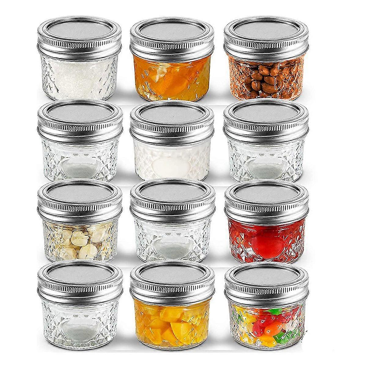 mason jar set (about 120 g) 12pcs with lid  strap with crystal glass