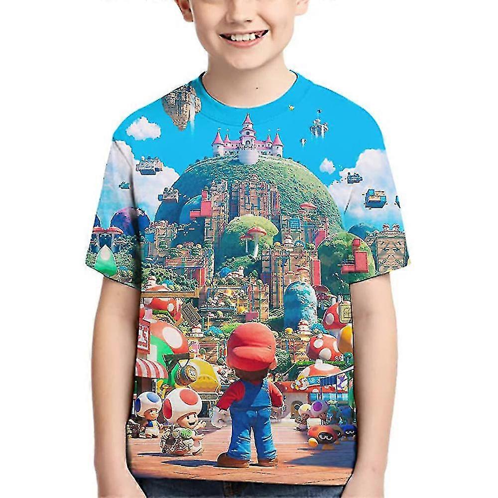 Super Mario 3d Print T-paita Crew Neck Lyhythihainen Casual Tops Tee pojille ja tytöille -NMAOV