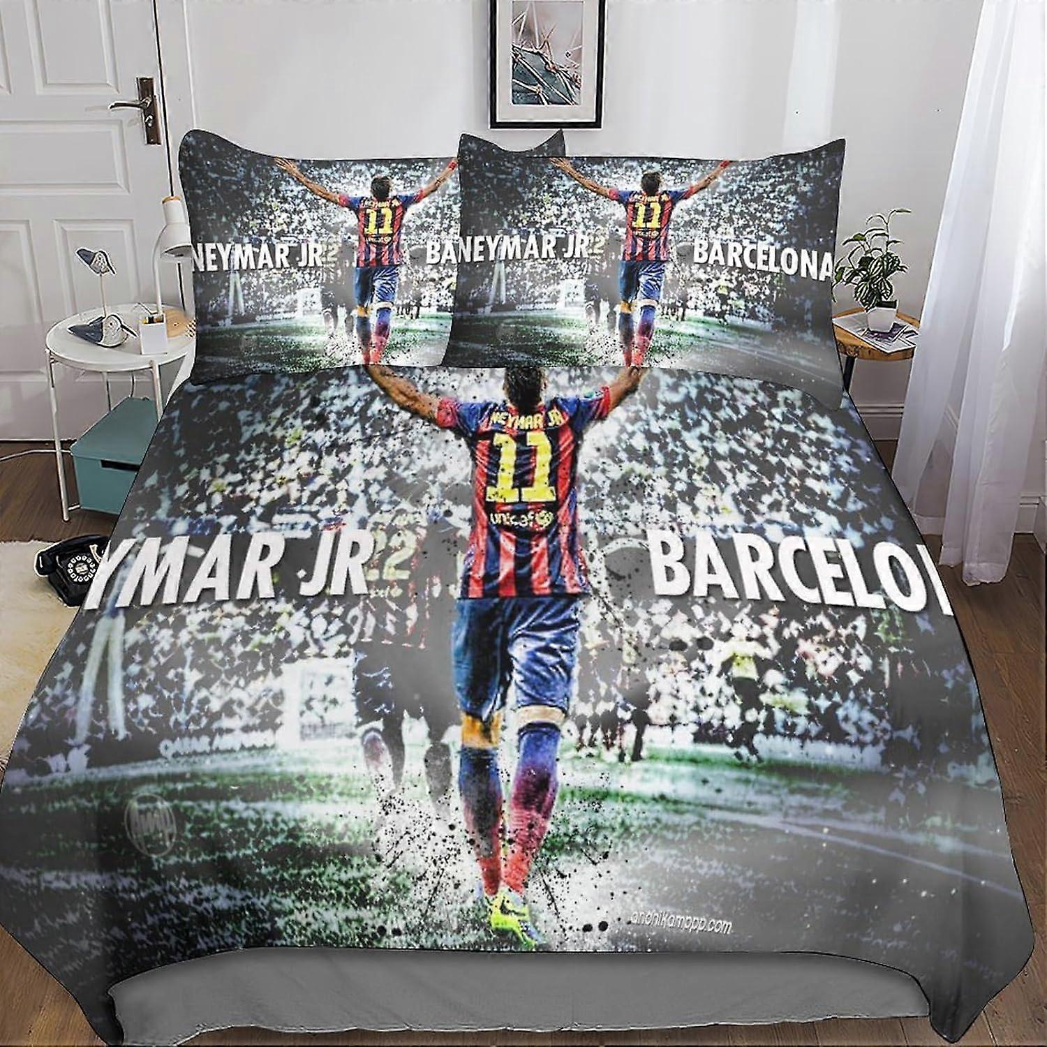 Neymar Jr Påslakan Sängkläder Set 3D Sängkläder Set Sängkläder med Dragkedja Stängning Örngott Microfiber 3 st för vuxna Barn Flickor