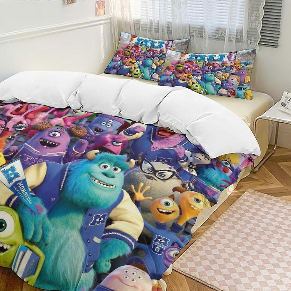 c81 Conjuntos de Edredom de Cama da Universidade Monstros, Conjunto de Cama de 3 Peças Conjunto de Cama Macio e Quente com 1 Capa de Edredom e 2 Fronhas para Quarto Todas as Estações hno8