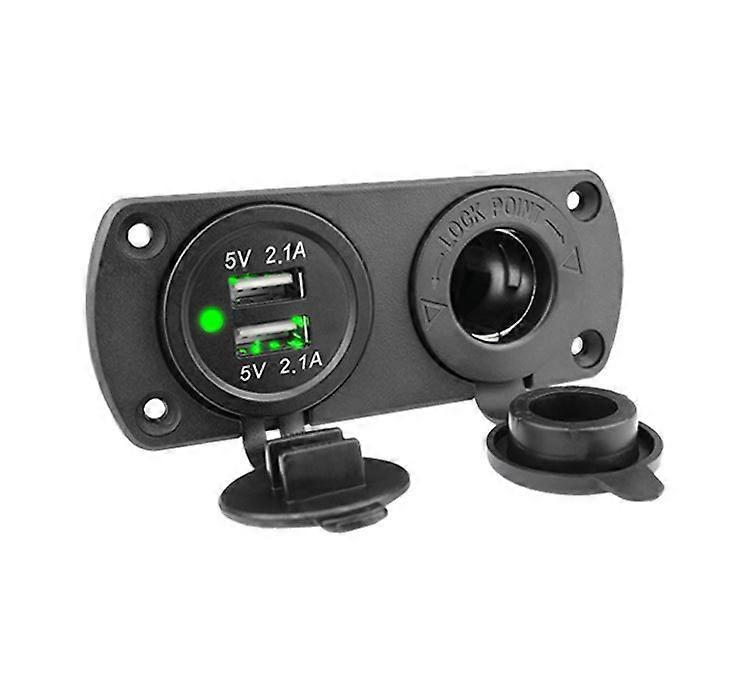 Sigarettenner Socket Splitter 12V 4.2A Dobbel USB-lader Strømadapter Uttak For Bilbåt Marine Motorsykkel